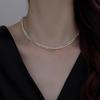 Double Layer Shredded Silver Pearl Necklace - Elegant Women's Clavicle Chain, Versatile Fashion Accessory, French Retro Style