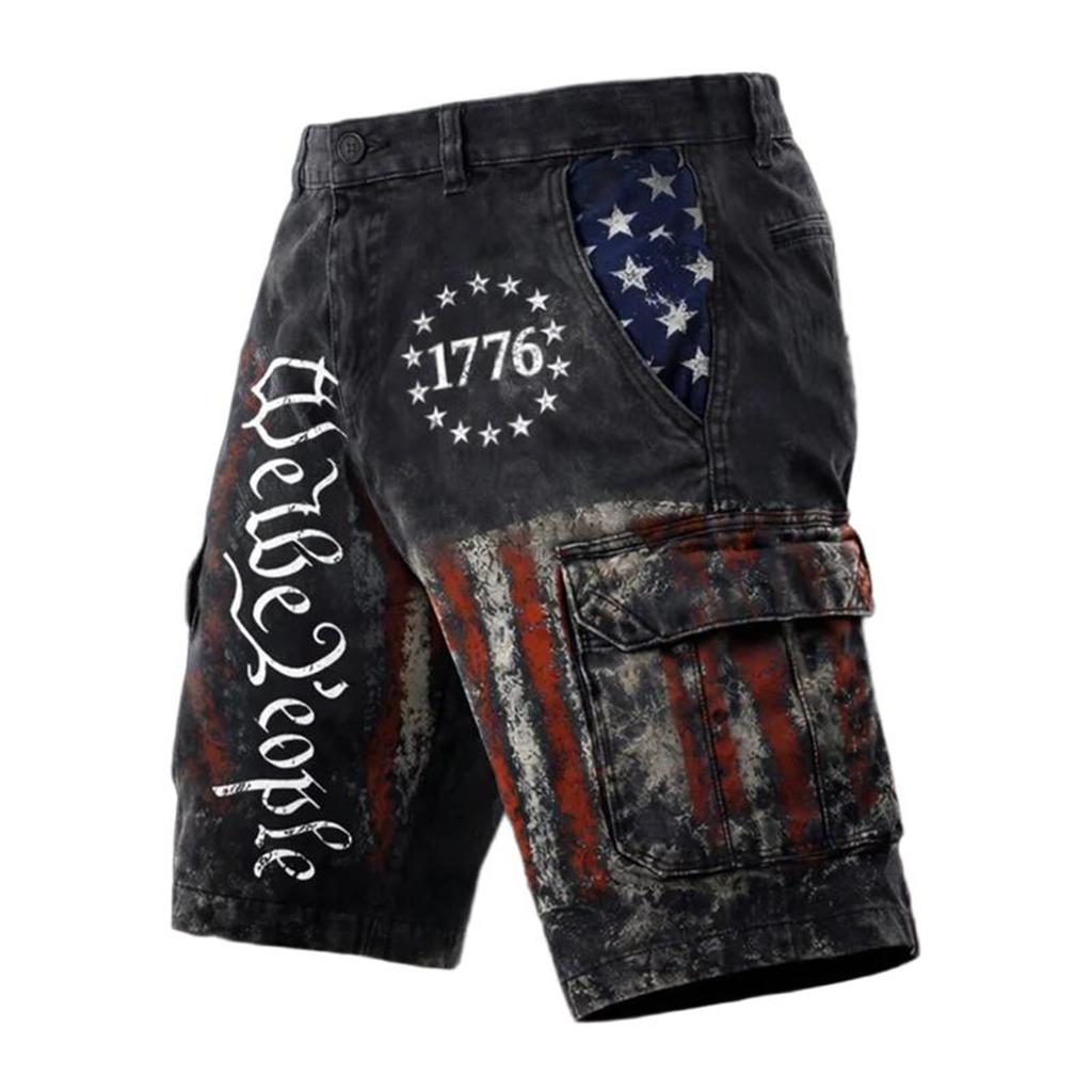 Men's Summer Printed Outdoor Shorts Men's Loose Multi-Pocket Shorts