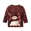 Christmas Day Print Tops For Youth Girls 4-11 Years Round Neck 3/4 Sleeves T-Shirts Trendy Tops Outfit Tees
