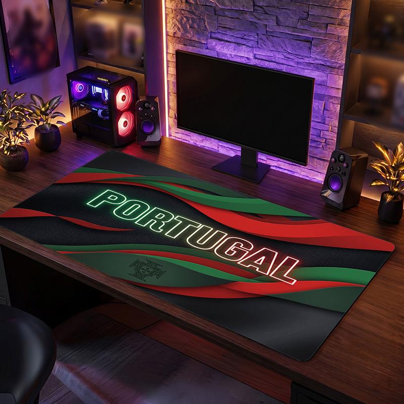 Portugal Football Crest Mouse Pad, Extended Non Slip Rubber Desk Mat for Gaming Office Laptop Fan Gift
