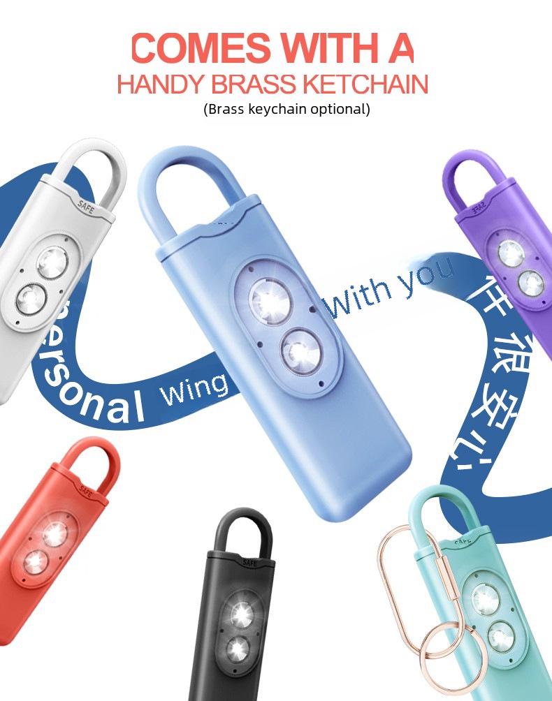 Nøkkelring for selvforsvar for kvinner: Dobbelt blinkende lys og høylytt alarm