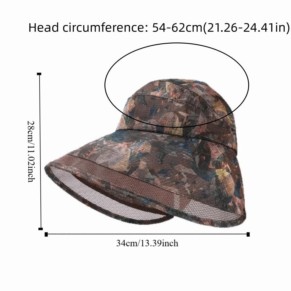 Fashion Adjustable Flower Empty Top Cap Polyester Breathable Anti-Sun Fisherman Hat Mesh Leaf Large Brim Sun Hat Leisure