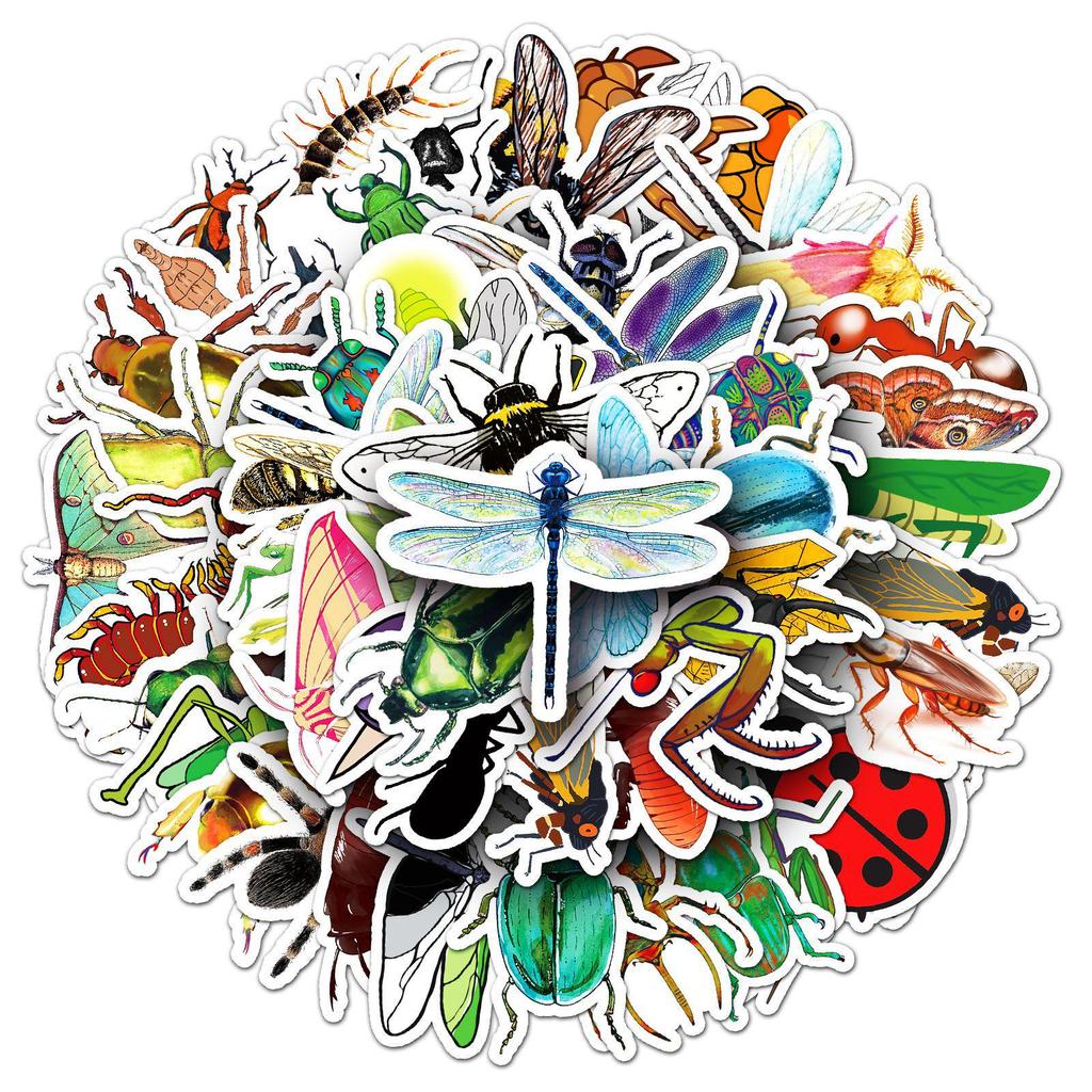 50 Cartoon Q-Version Insect Stickers: Waterproof Decorative Pack for Cups, Journals, and Suitcases