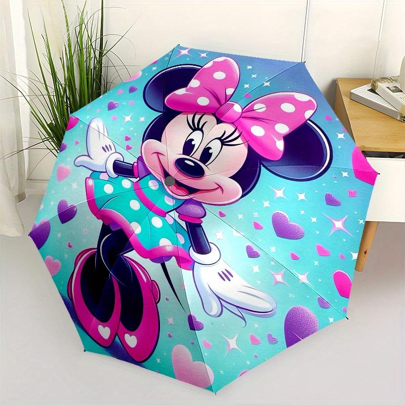 

Minnie Mouse, Hearts Themed Automatic opening and closing folding umbrella, 8-rib windproof, compact travel design, suitable for all occasio