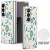 Etui na telefon ze skóry PU ze wzorem małych kwiatów do Samsung Galaxy Z Fold 7 6 5 Fold7 Fold6 Fold5 Rama galwanizowana Twarda składana okładka