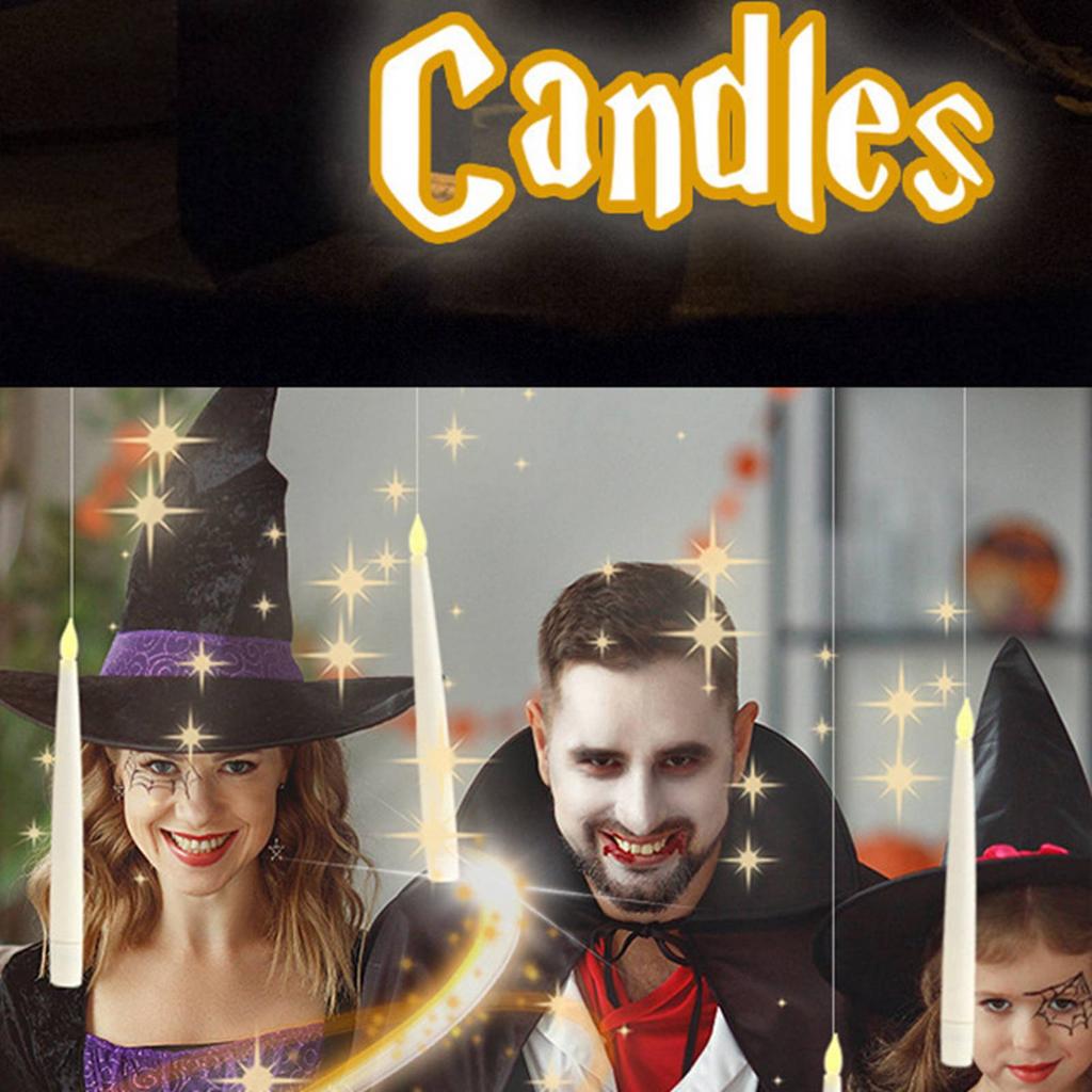 Floating Candles with Wand Remote 10pcs Magic Hanging Candles Flameless LED Taper Candle Remote Batt