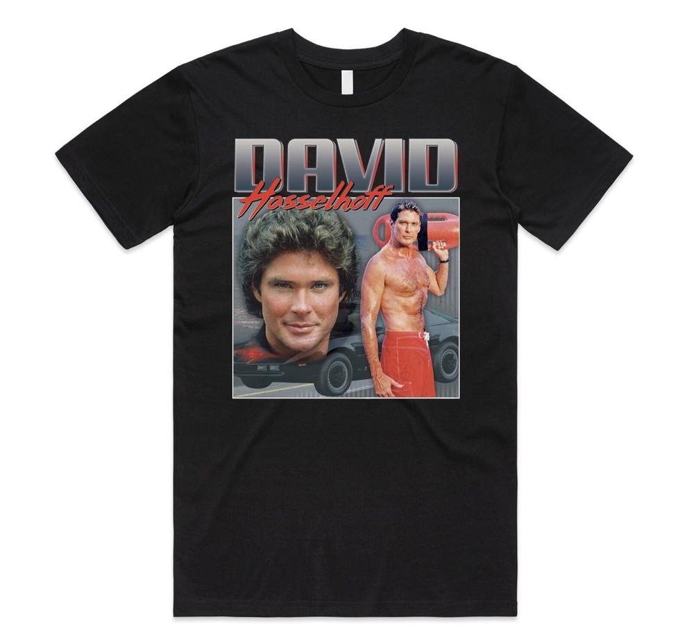 David Hasselhoff Homage T-shirt Tee Funny 80s Knight Rider Kitt Vintage Dad