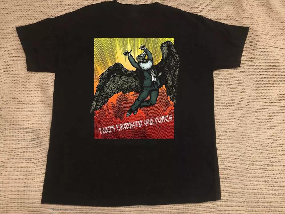 Постер Группы Them Crooked Vultures Хлопковая Футболка с Коротким Рукавом Полный Размер S-5XL Унисекс XL