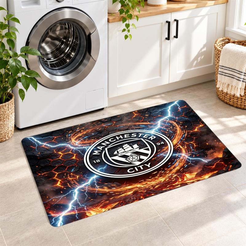 Flannel Kitchen Mat Manchester City Soft Area Rug Non Slip Floor Carpet Home Decoration