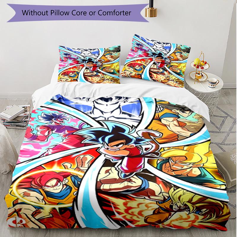 3pcs Duvet Cover Set (1*Duvet Cover + 2*Pillowcase, Without Core), DRAGON BALL Print Soft All‑Season Bedding Set, Home Bedroom Decor Gift