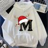 New 26 A~Z Christmas Alphabet Hoodies Women Casual Fashion Hooded Sweatshirts Christmas Party Aesthetics Tracksuits Tops Gifts