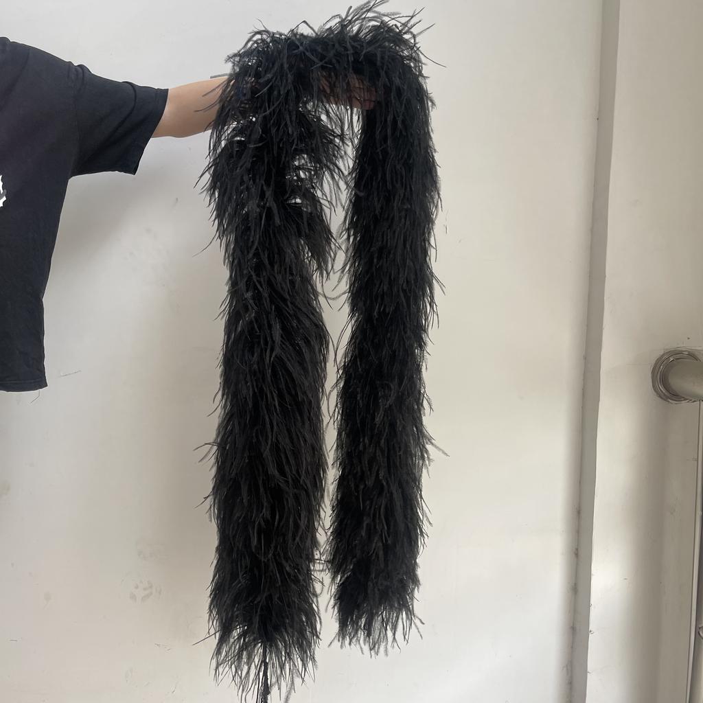 2M Red Ostrich Feathers Boa 1-10Ply Thick Natural Feather Shawl for Wedding Clothing Decoration Sewing Plumes Crafts Accessory