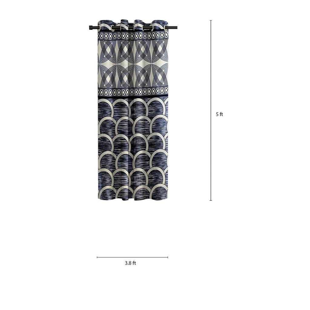 Pack of 2 Sea Ripple Polyester Window Curtains ,Dark Blue