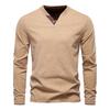 Men's Solid Color Button Collar Long Sleeve Sweatshirt Men's Sports Large Size Casual Button Collar Top