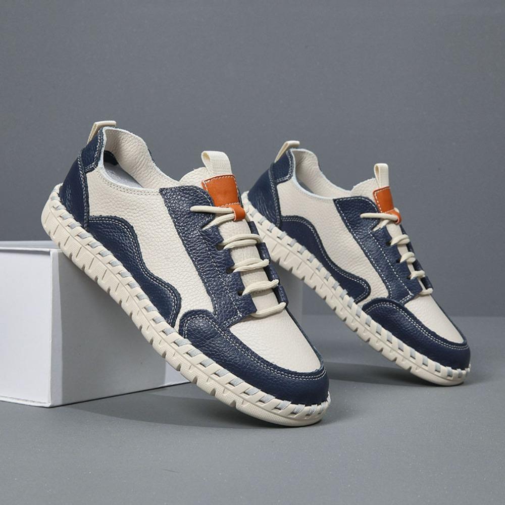 Fashion Leather Casual Shoes Men's Spring Autumn Cowhide Men Breathable and Sweat Absorbing Soft Soled Bean Shoes Mens Loafers Sneakers