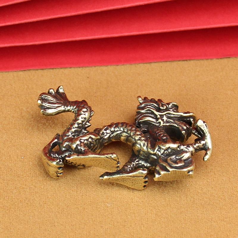Vintage Ornament Retro Zodiac Dragon Socha Mosazný Dekor Prosperita Čínský styl Dragon Luck