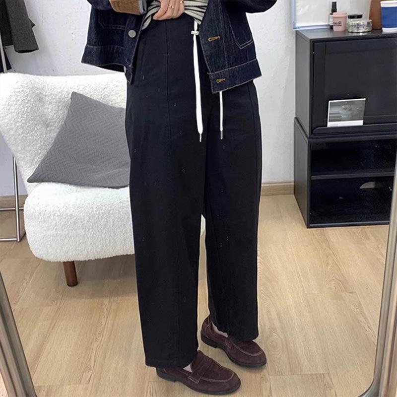 

2026 Elastic Maternity Slimming Casual Harem Pants for Pear Shape - Nine-point, Wide-leg, Cargo Style 3XL чёрный