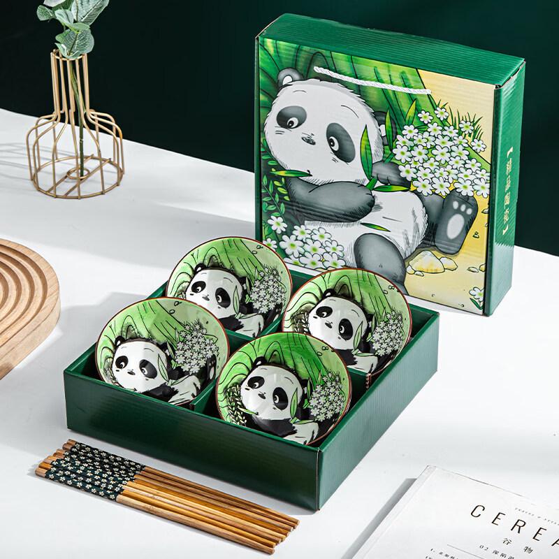 Panda Ceramic Bowl and Chopsticks Gift Set