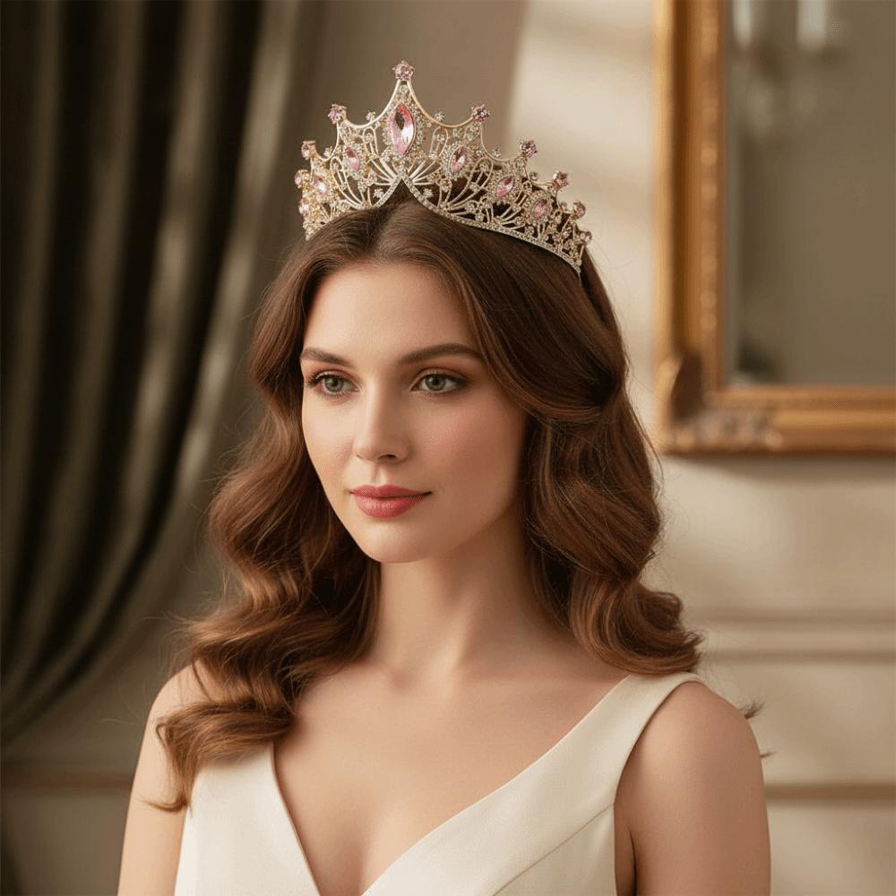 Elegante Barock Kristall Krone Wunderschöne Strass Tiara Trendige Barock Königin Diademe Hochzeit Braut