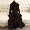 Womens Long Wool Coat 2026 Winter Over-Knee Slim Fit Notched Collar Double-Breasted Outerwear