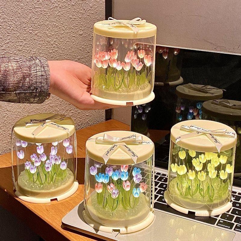 Tulip Flower Cake Box Night Light - DIY Handmade Birthday Gift for Girls & Friends