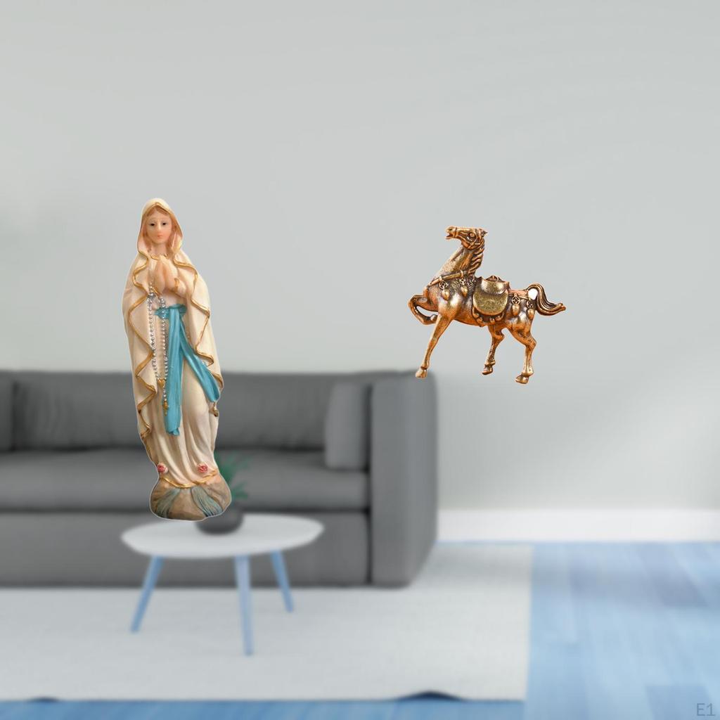 Blessed Mary Horse Figurine Resin Sculpture Decorative Desk Display Vintage Artwork Ornament for