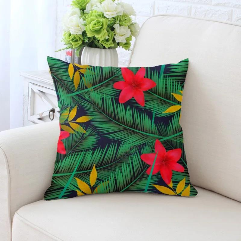 Luxury Home Decor Pillowcase Tropical Rainforest Plant Flower Coconut Print Office Sofa Car Cushion Cover