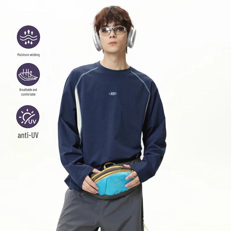 MONPOC Color-Block Quick-Dry Long-Sleeve Sport T-Shirt 2XL