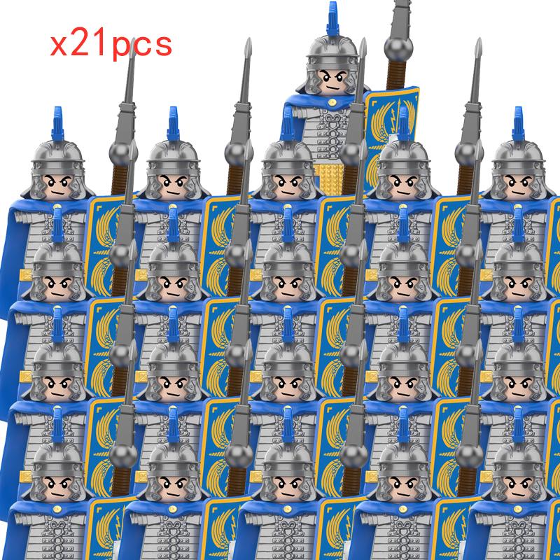 MOC Medieval Roman Soldiers Building Blocks Skutatoi Centurion Signifer Castle Figures Bricks Toys for Kids Gifts