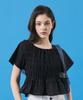 KOLEAT Women Crop Pleated Vienna Flare Short Sleeve Tee [Black]