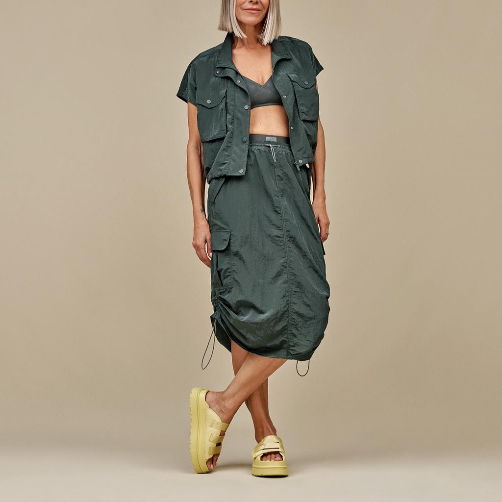 UGG Solid Color Mid-Length Gathered Casual Skirt Women skirts Forest-Green 1167379-FRSTR