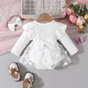 Baby Girl Ribbed Romper with Mesh Butterfly Skirt and Ruffle Diaper Cover