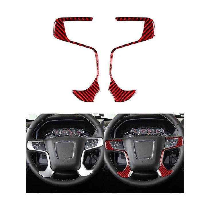 For Chevrolet Silverado 1500/GMC Sierra 1500 2014-2018 Carbon Fiber Steering Wheel Accent Stickers Car Interior Accessories