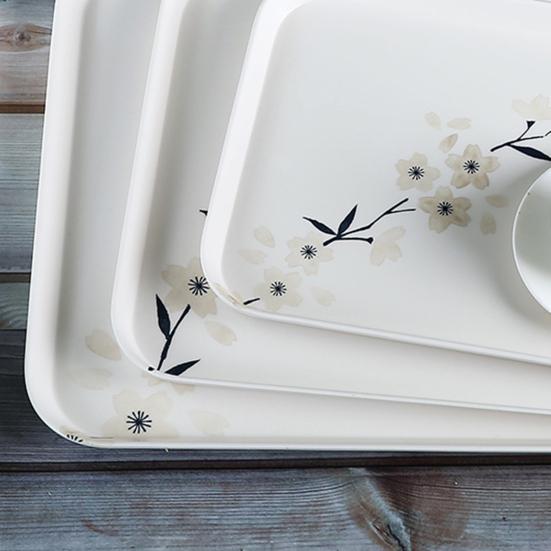 Snack Tray Floral Design Heat Resistant Display Melamine Cherry Blossom Pattern Dining Table Coffee Cup Plate for Kitchen