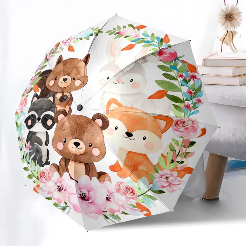 1pc woodland animals wreath Themed High-quality Umbrella,Automatic Opening and Closing Umbrella,Multi-functional Umbrella G0811033