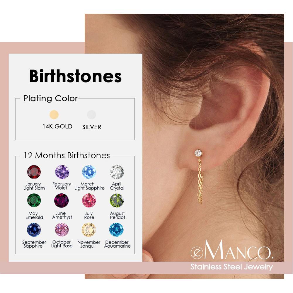 EMANCO Zircon Birthstone Pendant Earrings 12 Zodiac Signs Stainless Steel Jewelry Party Gifts