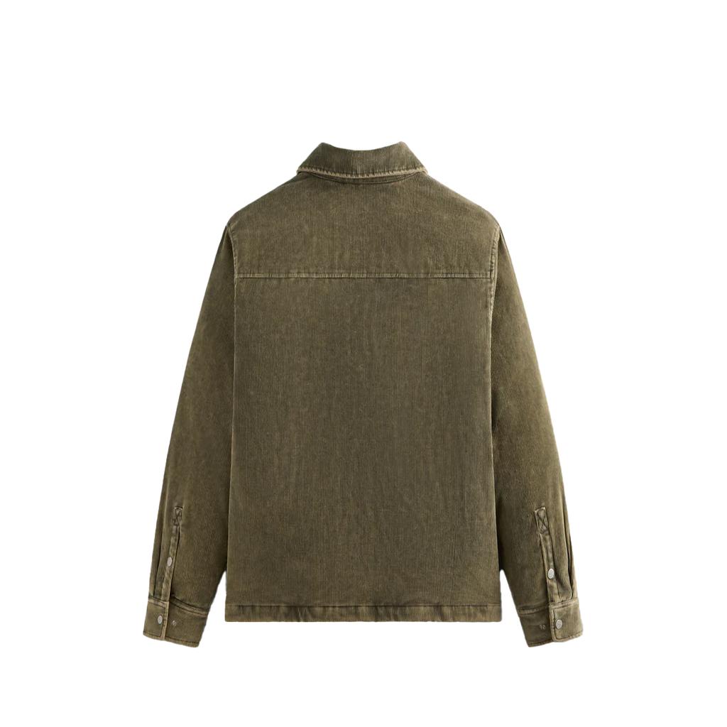 Kith FW24 Washed Corduroy Brixton Puffed Shirt Jacket Solid Color Single-Breasted Lapel Long Sleeve Jacket Men jackets Green KHM010607-2004