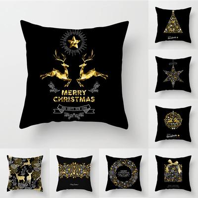 New Christmas Series Pillowcase Black and Gold Festival Office Car Decoration Pillow Cushion Cover
