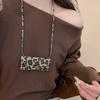 Leopard Print Leopard Leather Bag Necklace Collarbone Chain Clavicle Chain  Girls Gift