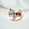 Fashion Crystal Hobbyhorse Horse Brooches For Women Clothing Coat Party Accessries Gifts