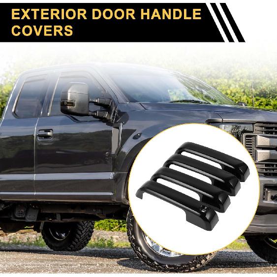 4pcs Exterior Door Handle Cover Car Door Handle Protector for Ford F-150 2015-2020 Car Door Handle Protector Without Keypad ABS Black