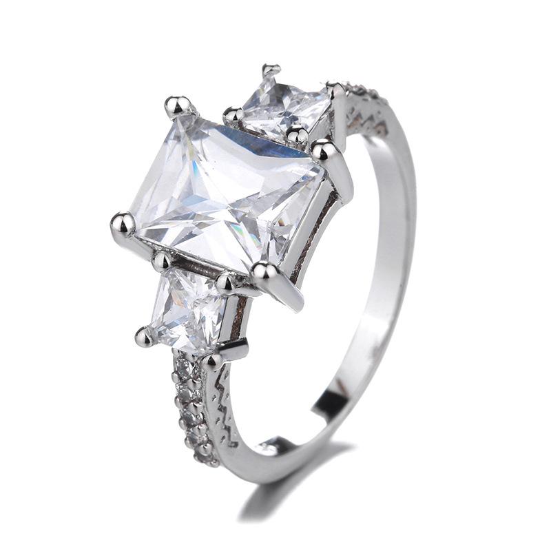 

women s Gold-plated clear zircon ring Elegant Luxury Crystal Zircon Ring 9