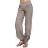 Fashion Women Solid Buttons Cotton And Linen Casual Loose Trouser Wide Leg Pants