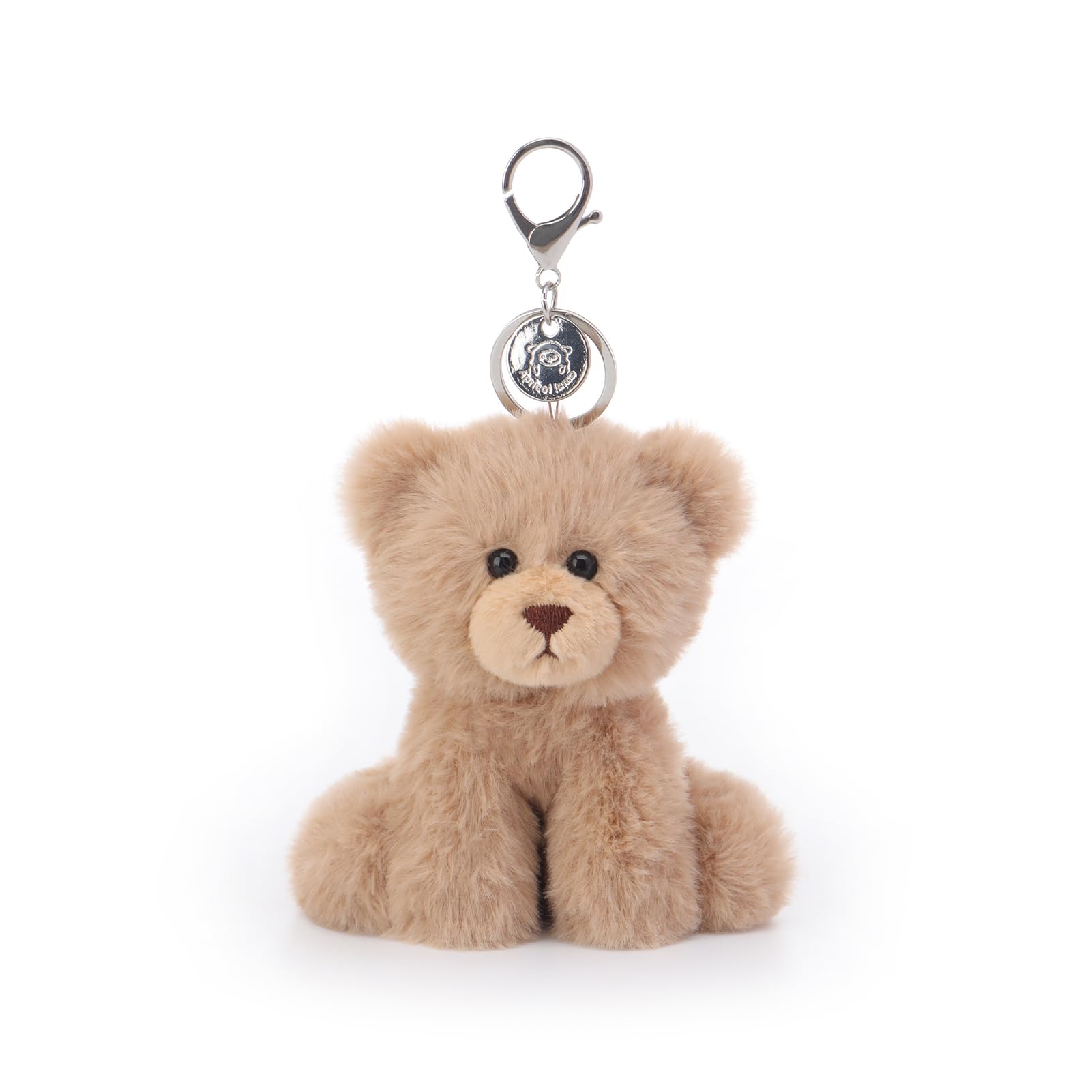 

Apricot Lamb Clever Bear, Cute Soft Keychain Plush Toy, Perfect for Boys and Girls, Fits Kids Backpacks and Purses, 12cm