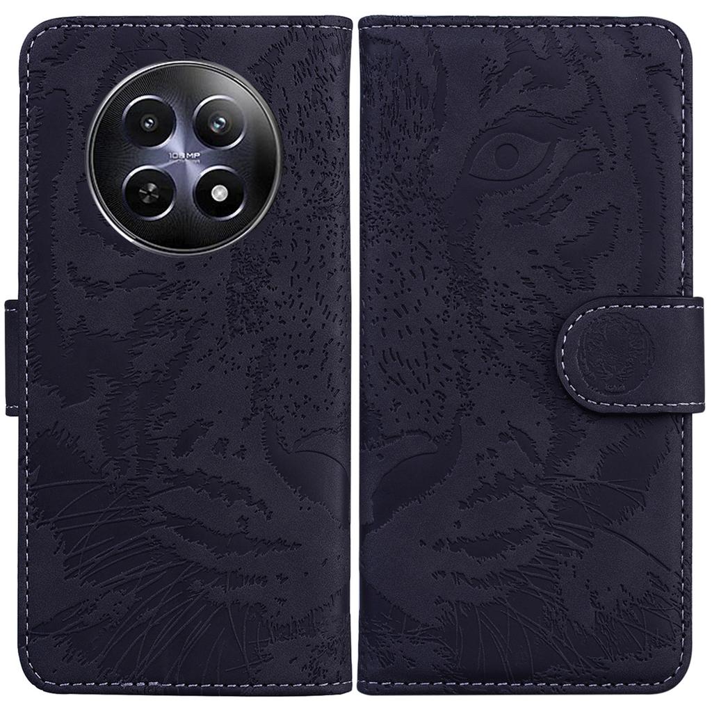 For Realme 12 5G/12x 5G Leather Phone Case Wallet Stand Cover Imprinted Tiger Pattern