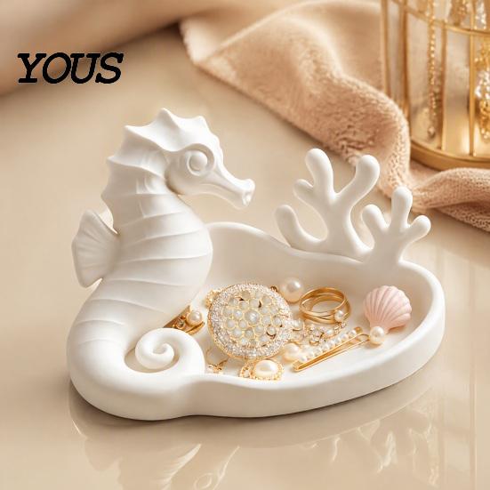 Small Accessory Holder Seahorse Coral Jewelry Tray, 3D Printed Ocean Themed Ring Earring Decorative Trinket Tray Holder, Dish for Vanity Table Desktop