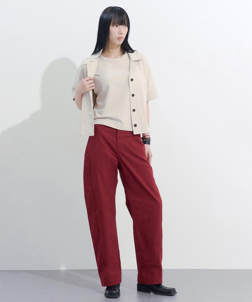 Poseuteupeulei Curved Cotton Pants_Burgundy