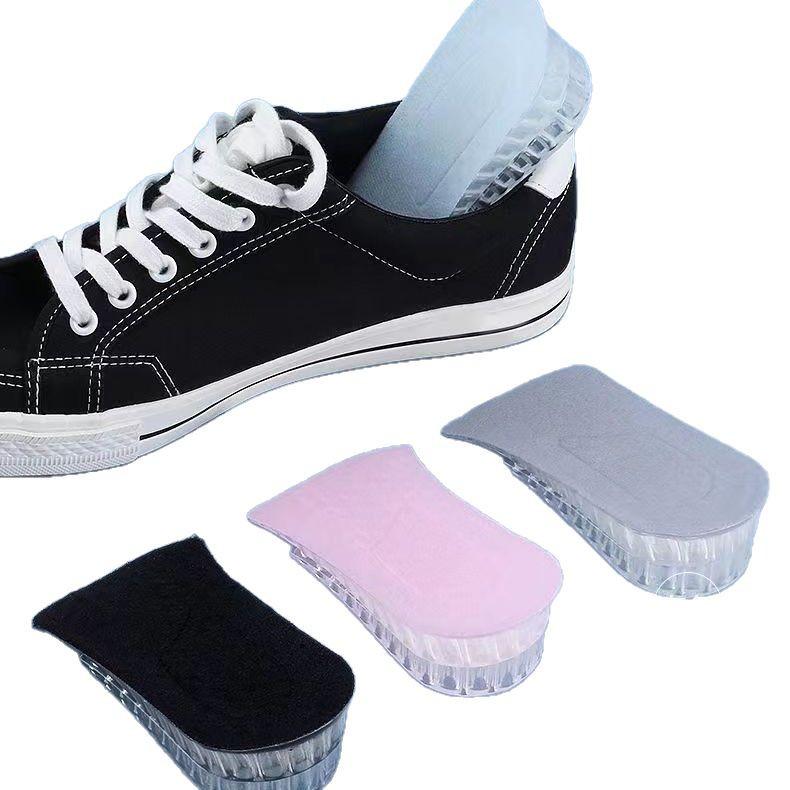 Unisex Transparent Silicone Height-Boosting Insoles - Shock Absorbing, Multi-layered Heel Pads for Sports and Daily Use