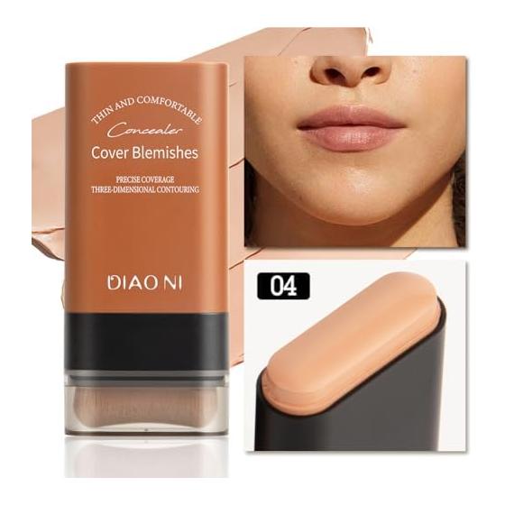 MIRUOKOU [2025 Latest Dual Head Design] Foundation Stick with Brush, Natural Coverage, No Techniques Required, Just Apply Directly, Multiple Uses