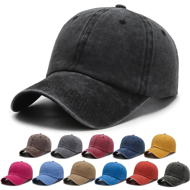 New Unisex Cap Adjustable Washed Cotton Solid Color Plain Baseball Cap Streetwear Leisure Hat Cap